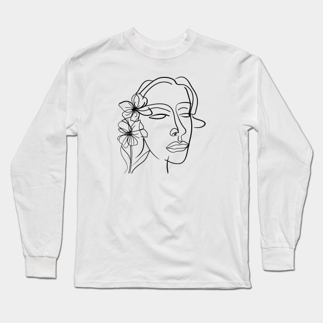 Lines Face and Flower Long Sleeve T-Shirt by stkUA